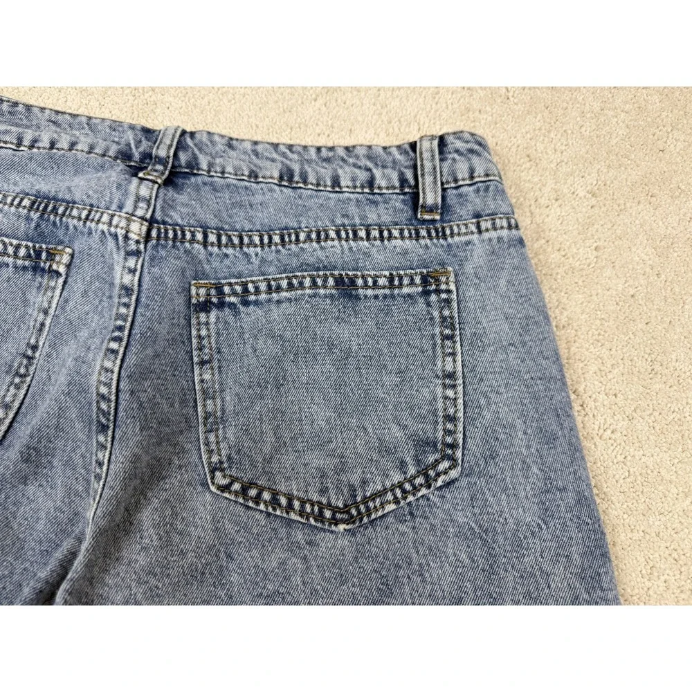 Love Soho High-Waisted Wide Leg Acid Wash Blue Jeans Women's Sz 7 (29x30) #1476